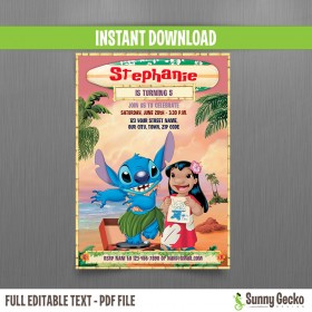 Lilo and Stitch 5x7 in. Birthday Invitation